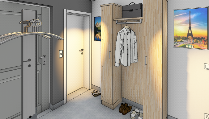 3D-Visualisierung einer Garderobe